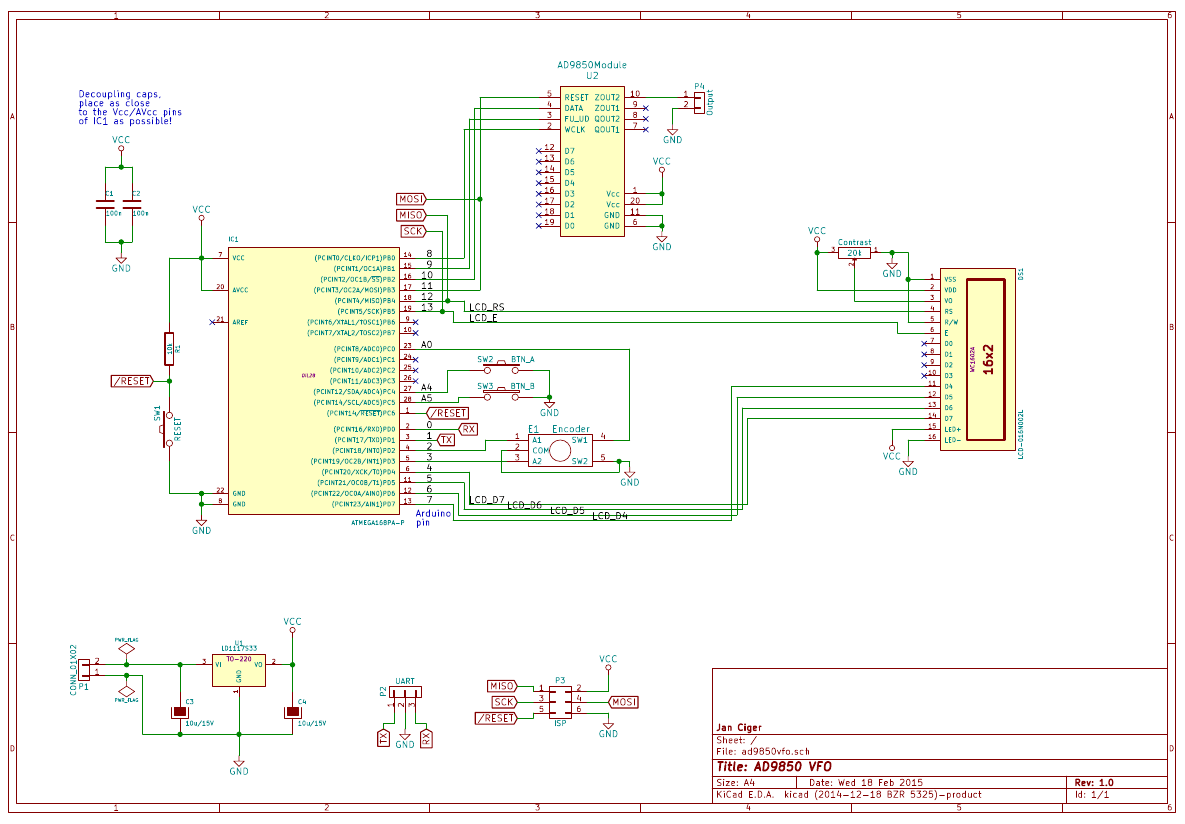 Ad9850 схема включения